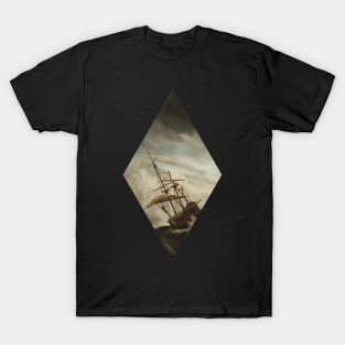 Minimalistic - Diamond oil painting of a ship T-Shirt